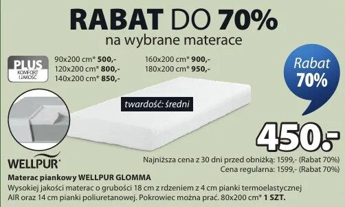 Materac piankowy promocja w Jysk