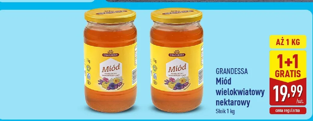 Miód wielokwiatowy nektarowy promocja w Aldi