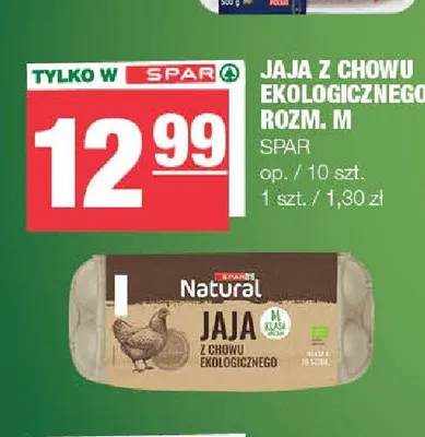 Jaja z chowu ekologicznego rozm. M SPAR promocja w SPAR