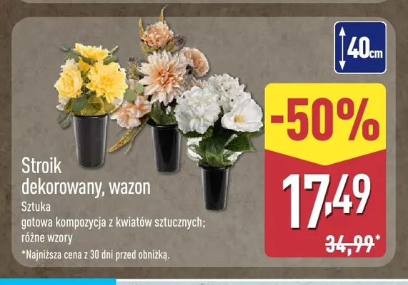 Stroik dekorowany wazon 40 cm promocja w Aldi