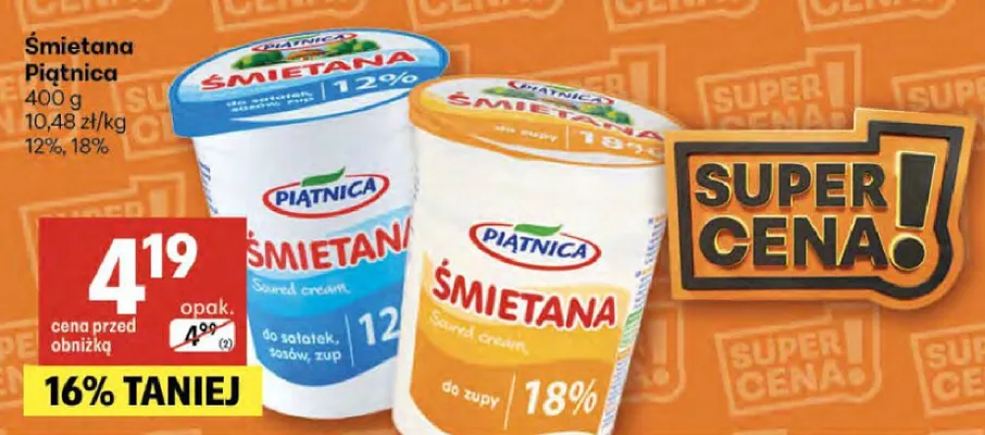 Śmietana 12%, 18% promocja w Delikatesy Centrum