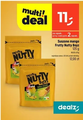 Suszone mango Frutty Nutty Boyz promocja w Dealz
