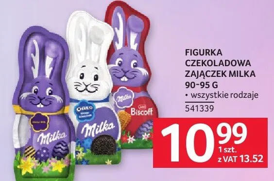 Figurka czekoladowa zajączek Milka 90-95g różne rodzaje promocja w Selgros