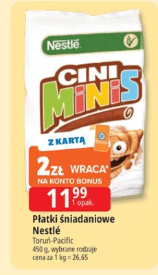 Płatki śniadaniowe Nestlé Cini Minis promocja w Leclerc