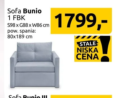 Sofa Bunio 1 FBK promocja w Black Red White