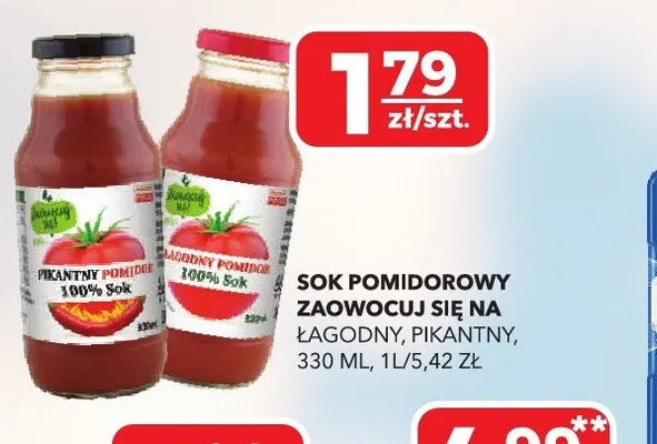 Sok pomidorowy ZAOWOCUJ SIĘ NA pikantny promocja w Top Market