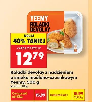 Roladki devolay z nadzieniem o smaku maślano-czosnkowym Yeemy promocja w Biedronka