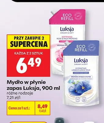 Mydło w płynie zapas Luksja promocja w Biedronka