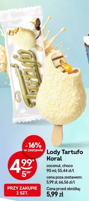 Lody Koral Tartufo coconut promocja w Żabka