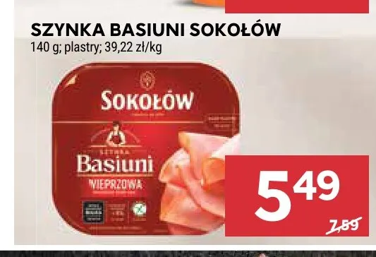 Szynka Basiuni w plastrach Sokołów promocja w Stokrotka