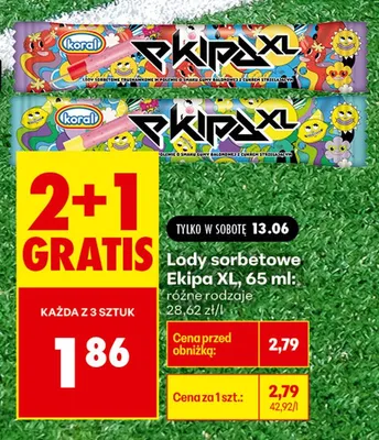 Lody sorbetowe Koral Ekipa XL cytrynowe promocja w Biedronka