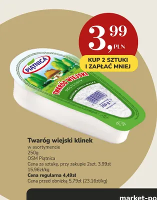 Twaróg wiejski klinek półtłusty Piątnica promocja w Market Point