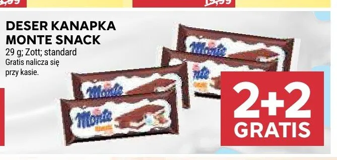 Deser kanapka Monte Snack promocja w Stokrotka
