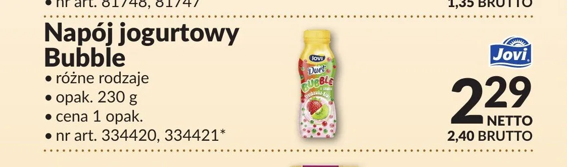 Napój jogurtowy Bubble Jovi promocja w Makro