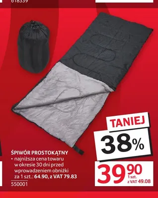 Śpiwór prostokątny promocja w Selgros