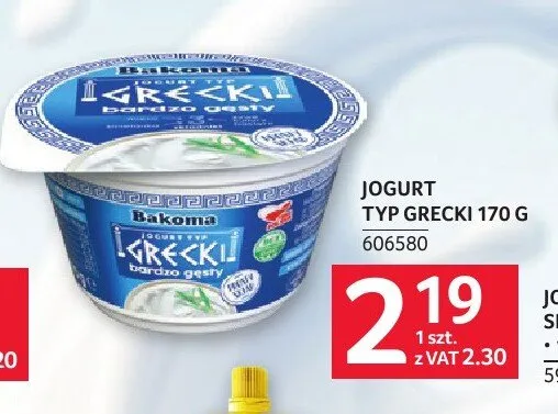 Jogurt typ grecki Bakoma promocja w Selgros