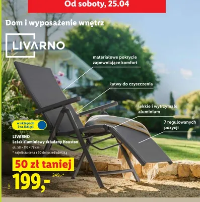 Leżak aluminiowy składany Houston promocja w Lidl