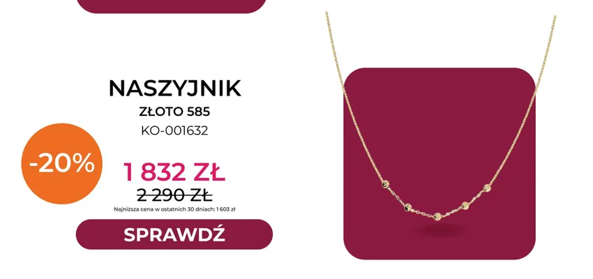 Naszyjnik złoto 585 KO-001632 Briju promocja w Briju