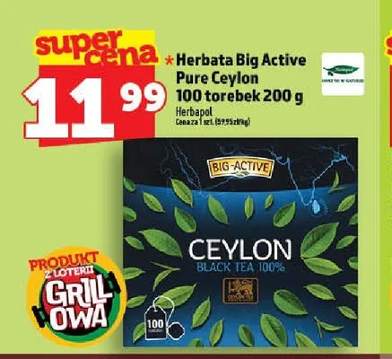 Herbata Big Active Pure Ceylon 100 torebek promocja w TOPAZ