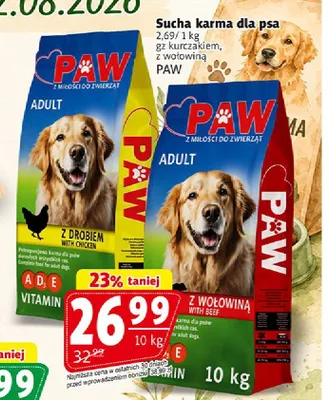 Sucha karma dla psa PAW z drobiem promocja w Prim Market