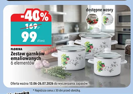 Zestaw garnków emaliowanych Florina 6-pak promocja w Biedronka