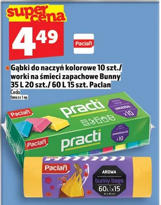 Gąbki do naczyń kolorowe 10 szt./worki na śmieci zapachowe Bunny 35l 20 szt./60l 15 szt. promocja w TOPAZ