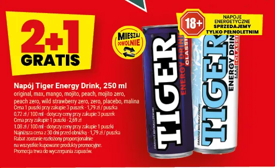 Napój energetyzujący Tiger Energy Drink Zero promocja w Twój Market