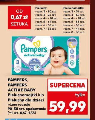 Pieluchomajtki dla dzieci Pampers Active Baby promocja w Kaufland
