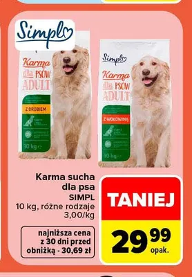 Karma sucha dla psa z wołowiną Simpl promocja w Carrefour