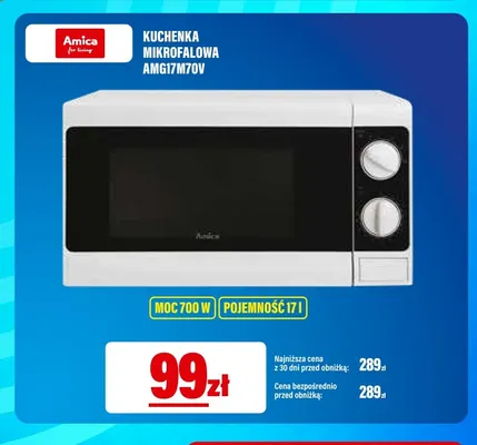 Kuchenka mikrofalowa AMG17M70V Amica promocja w RTV EURO AGD
