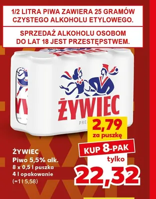 Piwo Żywiec 5,5% alk. 8-pak 500 ml promocja w Kaufland