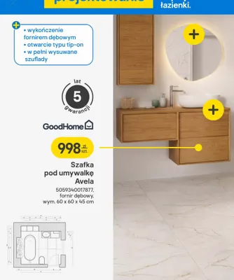 Szafka pod umywalkę Avela promocja w Castorama