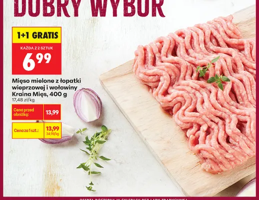 Mięso mielone z łopatki wieprzowej i wołowiny Kraina Mięs promocja w Biedronka