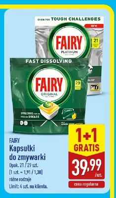 Kapsułki do zmywarki Fairy Platinum promocja w Aldi