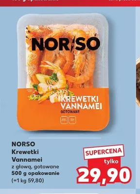 Krewetki Vannamei z głową gotowane Norso promocja w Kaufland