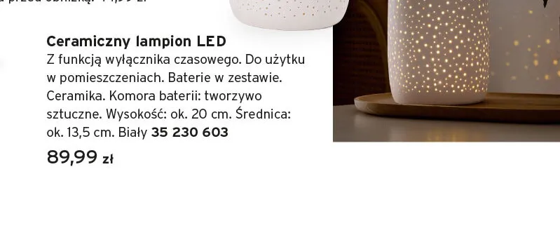 Ceramiczny lampion LED promocja w Tchibo