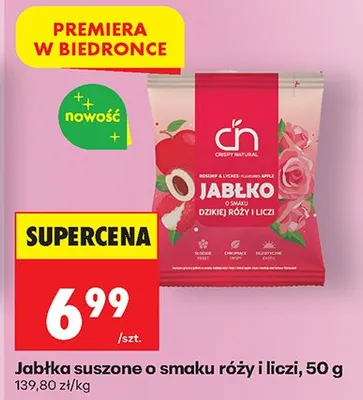 Jabłka suszone o smaku róży i liczi promocja w Biedronka
