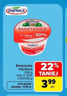 Śmietanka Piątnica 30% promocja w Carrefour