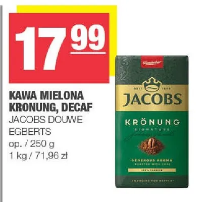 Kawa mielona Jacobs Decaf promocja w SPAR
