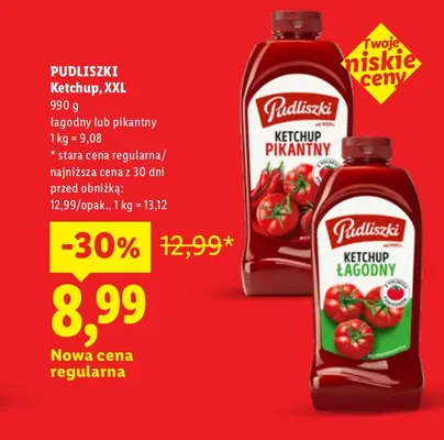Ketchup XXL pikantny Pudliszki promocja w Lidl