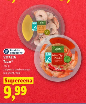 Tapas krewetki z dipem o smaku sweet chilli Vitasia promocja w Lidl