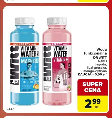 Woda funkcjonalna Dr Witt liczi-gruszka promocja w Carrefour Market