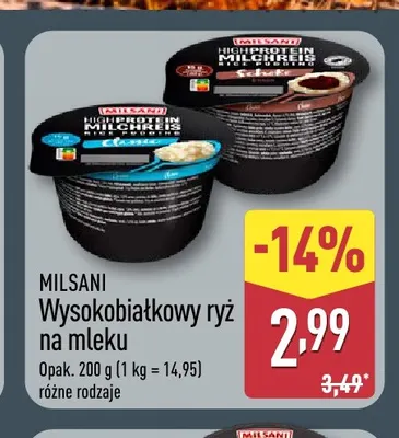 Wysokobiałkowy ryż na mleku Milsani promocja w Aldi