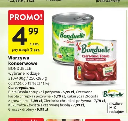 Warzywa konserwowe Groszek drobny Bonduelle promocja w Intermarche