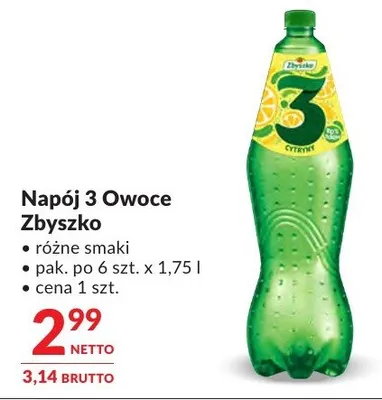 Napój 3 Owoce Zbyszko różne smaki promocja w Makro