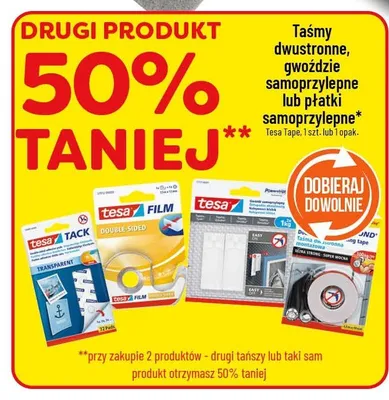Taśmy dwustronne, gwoździe samoprzylepne lub płatki samoprzylepne tesa promocja w POLOmarket