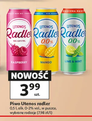 Piwo bezalkoholowe Utenos Radler Mango promocja w Auchan