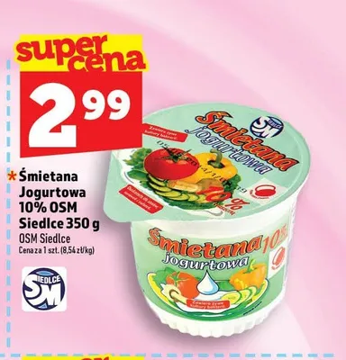 Śmietana jogurtowa 10% OSM Siedlce promocja w TOPAZ