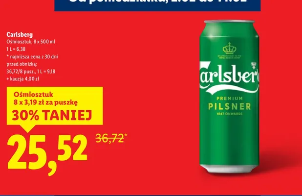 Piwo Carlsberg 8-pak promocja w Lidl