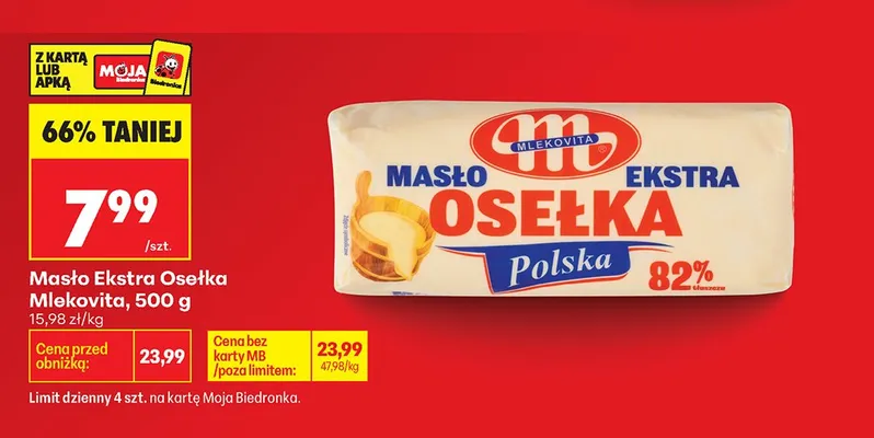 Masło Ekstra Osełka Mlekovita promocja w Biedronka